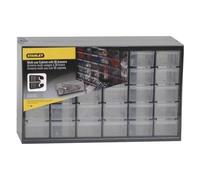 Stanley Hardware Cabinet, 30 Drawers, Model 1 93 980, Black And Transparent