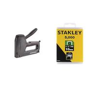 STANLEY Heavy Duty Staple Gun/Brad Nailer, 0-TR250 & Heavy Duty Cable Staples SharpShooter Pack of 5000 Type G 10 mm Resistant and Rustproof 1-TRA706-5T, Packaging May Vary, Silver