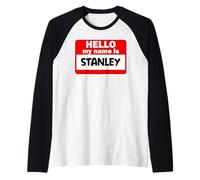 Stanley Hello Hi My Name Is T-Shirt Name On Custom Raglan Baseball Tee