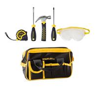 Stanley Jr. Toolbag and 5 Piece Tool Set, Pretend Play, Age 3+, Includes Safety Goggles, Tape Measure, Hammer, Screwdrivers