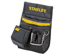 STANLEY Leather Tool Belt Pouch, Double Pocket Storage Organiser, Hammer Loop, 1-96-181