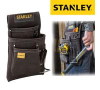 STANLEY Leather Tool Pouch Double Pocket Hammer Loop Nail Organiser STST1-80114