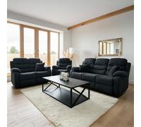 Stanley Manual Recliner Sofa Set - Black Fabric - 3+2+1 Seater