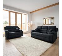 Stanley Manual Recliner Sofa Set - Black Fabric - 3+2 Seater