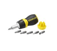 STANLEY Multi Screwdriver, Stubby Ratcheting, Including 6 Interchangeable Bits (66-358)
