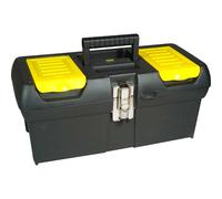 STANLEY Toolbox with Metal Latch, 2 Lid Organisers for Small Parts, Portable Tote Tray for Tools, 16 inch, 1-92-065