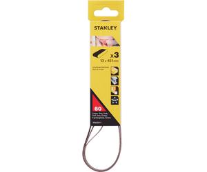 Stanley Powerfile Sanding Belts 13mm x 451mm 60g Pack of 3