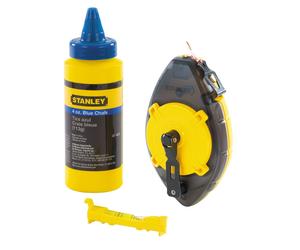 Stanley PowerWinder Chalk Line Level & Blue Builders Chalk 0-47-465