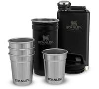Adventure Pre-Party Shot Glasses Set + Hip Flask Matte Black - BPA Free Stainless Steel Flask - Alcohol Gifts Set - Dishwasher Safe