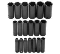 Stanley Proto J72216 19 Piece 6 Point 3/8" Drive Deep Metric Impact Socket Set