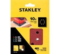 Stanley Punched 1/4 Sanding Sheets 114mm x 114mm Assorted Pack of 10