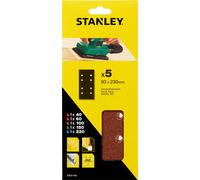 Stanley Punched Clip On 1/3 Sanding Sheets 93mm x 230mm Assorted Pack of 5