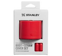 Stanley Quencher Boot and Straw Cover Cap | Anti-Slip Silicone Protector for 20 & 30 oz Tumbler with Handle | Accessory Set for Stainless Steel Drinking Cup | BPA-Free | Chili Red