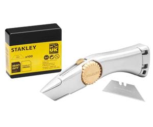 Stanley Retractable Heavy-Duty Titan Trimming Knife with 100 Spare Blades - Durable, Ergonomic Design for Precision Cutting in DIY, Craft, and Professional Projects