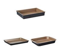 Stanley Rogers Ceramabake Baking Pan Set, Non-Stick Ceramic, Folded Roasting Pan, PFAS PTFE PFOS PFOA Cadmium & Lead Free, Set of 3pcs, Everday Baking & Cooking, 33x23x5.5cm, 32x23x3cm, 33x23x5.5cm