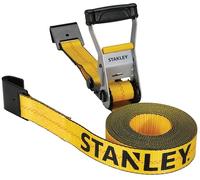 STANLEY S10000F Black/Yellow 2" x 27' Ratchet Strap with Flat Hooks - 3,333 LBS Safe Working Load / 10,000 LBS Break Strength