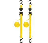 STANLEY S10002-12 Black/Yellow 1" X 12' Ratchet Straps - 500 LBS Safe Working Load / 1,500 LBS Break Strength, 2 Pack