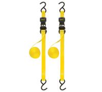 Stanley S10002 Black/Yellow 1" x 10' Ratchet Tie Down Straps - Light Cargo Hauling (1,500 lbs Break Strength), 2 Pack