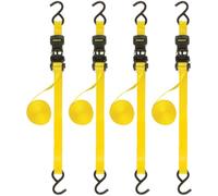 STANLEY S10004-12 Black/Yellow 1" X 12' Ratchet Straps - 500 LBS Safe Working Load / 1,500 LBS Break Strength, 4 Pack