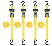 STANLEY S10204 1.25" x 16' Pre-Threaded Ratchet Straps - 1,000 LBS Safe Working Load / 3,000 LBS Break Strength, 4 Pack