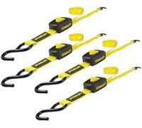 STANLEY S2002 Black/Yellow 1" x 10' Enclosed Cam-buckle Tie Down Straps - 400 lb Safe Working Load / 1,200 lb Break Strength, 4 Pack
