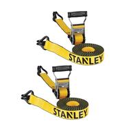 STANLEY S50002 Black/Yellow 1.5" x 16' Heavy-Duty Ratchet Straps (5,000 lb Break Strength), 2 Pack