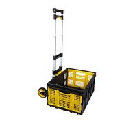 STANLEY Set Folding Sack Truck & Professional Folding Box Load Capacity 60 kg with Basket Holder, SXWTD-FT501 & SXWTD-FT505, Transport Trolley, Long Telescopic Handle, Non-Slip Plate, Includes Elastic