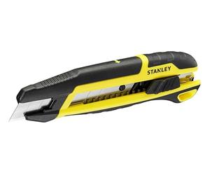 Stanley Slide Snap-Off Knife with Blade Breaker 18mm, The Integrated Break-Off Mechanism Allows You to Safely Break Off Blunt Blade Segments, Saving time and ensuring Work Safety.