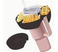 Stanley,Snack Tray with Handle,Tumbler Snack Bowl Snack Tray, 3 Compartment Snack Tray for Stanley Cup, Fits Any 40 oz Tumbler Cup Accessories 3+ Colours (Black)