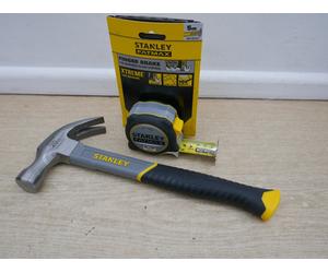 STANLEY STHT0 51310 20oz CURVED CLAW HAMMER + STANLEY 38215 5M/16' TAPE MEASURE