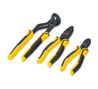 STANLEY 3 Piece Control Grip Plier Set, Groove Joint/Combination/Diagonal Black/Yellow