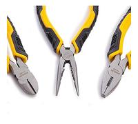 STANLEY STHT0-75094 3 Piece Control Grip Plier Set, Grip/Combination/Long Nose, Black/Yellow, 29.4894 cm*3.5052 cm*17.5006 cm