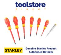 Stanley STHT60033-0 VDE Screwdriver Set Slotted & Pozi & Voltage Tester, 7 Pc