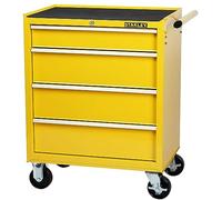 Stanley STMT1-75063 685 x 1226 x 300mm Metal Workshop Trolley Tool Storage on 4 Drawers Safety Lock Sliding Opening Reinforced Work Surface Yellow
