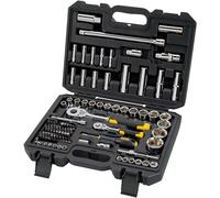 Stanley - Socket Set - 1 Ratchet 72 Teeth ¼'' - 1 Ratchet 72 Teeth ½'' - 41 Screw bits - Set of 96 PCS - STMT17379-1 Black