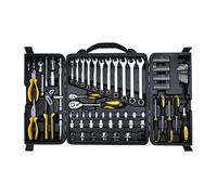 STANLEY STMT81243 110-Piece High Quality Multi-Toolkit containing Pliers, Spanners, Drivers, Sockets, Bits, Wrenches & Ratchets for Home, DIY & Professional Use, 1 Year Warranty, Yellow & Black