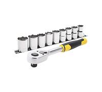 STANLEY STMT82671-0 Set De Trinquete 1/2" 72 Teeth for DIYers & Professionals, Designed for Repair, Installation and Workshop tasks, 11-piece Set