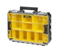 Stanley FMST82967-1 FatMax Pro-Stack Organiser (Stackable Tool Box, with Transparent Lid, with 10 Sorting Inserts, for Small Components and Acces