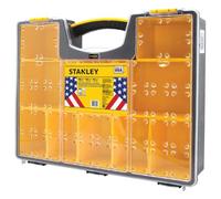 Stanley Stst14710 10-Compartment Small Parts Organizer, Black/Yellow | Portable and compact STANLEY storage organizer for bulky/small items, break resistant lid, durable build
