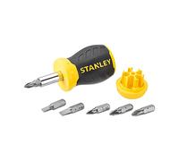 STANLEY Stubby Multi-Bit Ratcheting Screwdriver, 6 Bits, 0-66-357 | Durable Construction, Magnetic Bit Holder, Extra Grip Bi-Material Handle, Internal Bit Storage