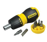 Stanley Stubby Ratchet Screwdriver & Bit Set Pozi (Pz)/Phillips (Ph)/Slot,066358