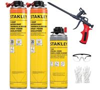 STANLEY Supercoat Spray Foam Insulation Kit - Closed Cell Spray Foam Covers Up to 240 Sq.Ft. - Including Gun, Cleaner, Safety Items - 27.1 oz, 2 Pack