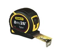 STANLEY 8m/26ft Tylon Tape Measure with TRU-ZERO Anchor Hook, Retractable, High Visibility Tape Measure, 8m x 25mm, 0-30-656