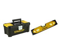 Stanley Tool Box 12.5" with Shockproof 9" Torpedo Level - Essential Storage for DIY & Tools