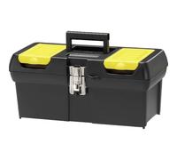 STANLEY Toolbox with Metal Latch, 2 Lid Organisers for Small Parts, Portable Tote Tray for Tools, 16 inch, 1-92-065