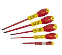 Stanley 5 Pce Slim Shaft VDE 1000v Insulated Slot & Pozi Screwdriver Set 062693