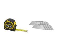 STANLEY Tylon 8m/26ft Pocket Tape Yellow/Black, 0-30-656 & 1992 Trimming Utility Knife Blade Regular Duty for Retractable Blade Knives 2-11-921
