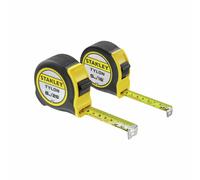 Stanley Tylon™ Pocket Tapes 5m/16ft + 8m/26ft (Twin Pack) corrosion resistant, long-life, nylon coated blade, with bi-material case for improved grip