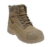 STANLEY Vortex Men's Waterproof, Nubuck Leather, Steel Safety Toe, Penetration Resistant Work Boot, Stone, UK8