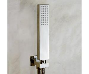 Stanmore Chrome Rectangular Shower Handset Kit & 1.5m Hose, Adjustable Bracket